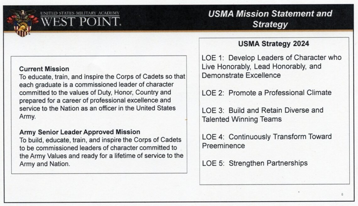 USMA Supe briefs Class Leaders re Mission Statement Change - 